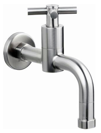 Stainless steel wall tap curve. Imber Smooth