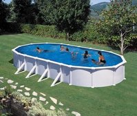 Removable swimming pool in white steel