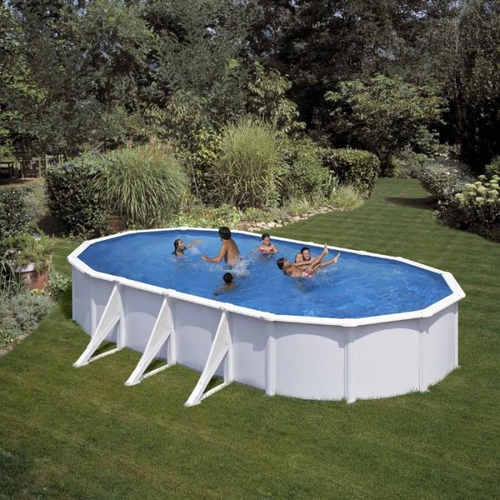Removable pool Gre Fidji circular in white steel